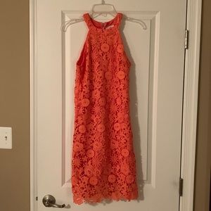 Beautiful, coral lace dress. Halter cut. Never worn